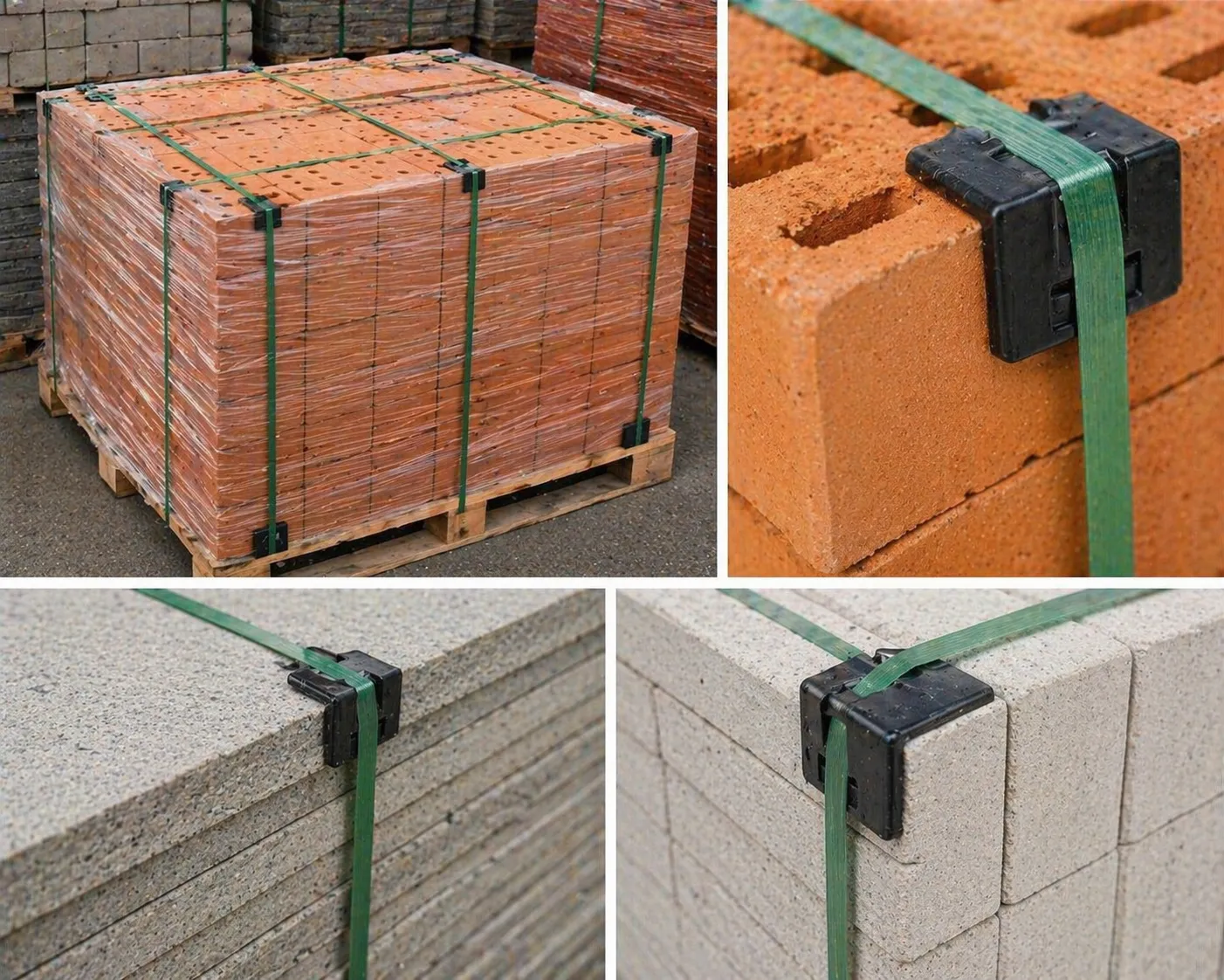 Применение уголка при упаковке кирпича